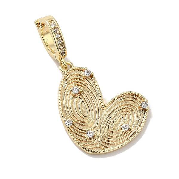 Brass Micro Pave Clear Cubic Zirconia European Dangle Charms