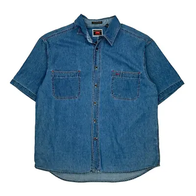 Wrangler Short Sleeve Shirt - XL Blue Cotton