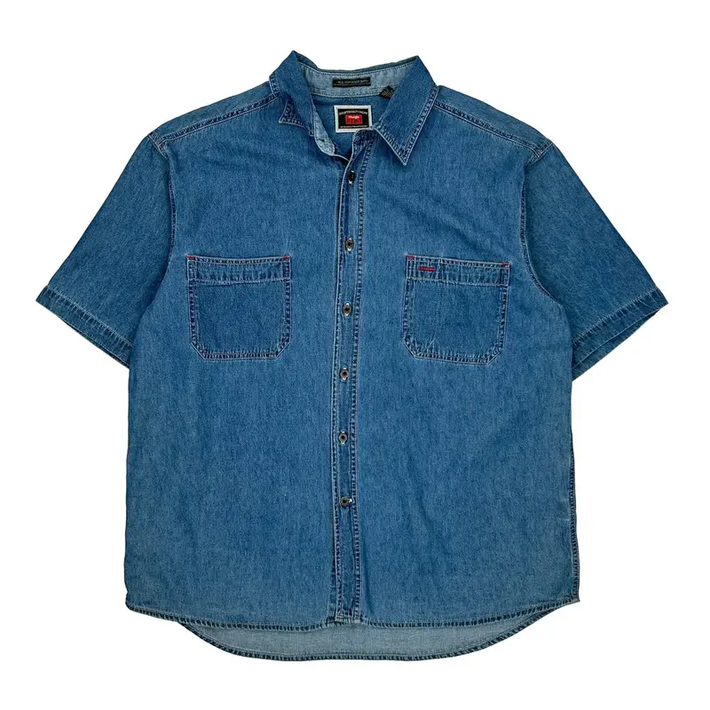 Wrangler Short Sleeve Shirt - XL Blue Cotton