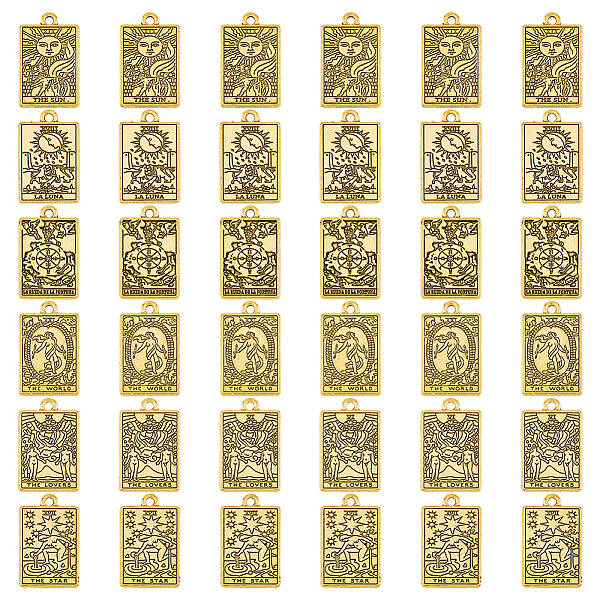 36Pcs 6 Style Tibetan Style Alloy Pendants