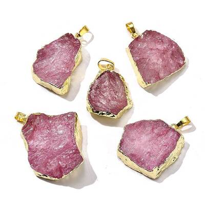 Raw Rough Natural Dyed Quartz Crystal Pendants