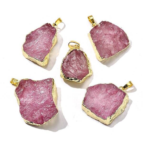 Raw Rough Natural Dyed Quartz Crystal Pendants