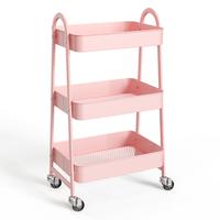 Sweetcrispy Shop  3 Tier Small Rolling Cart,Metal Utility Storage Organizer Mobile Shelving Unit with Caster Wheels for Snack...