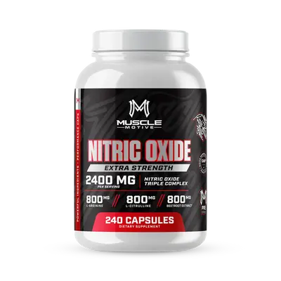 Muscle Motive Nitric Oxide Booster Supplement - Pre Workout Pump Capsules, 2400mg Triple Complex with L-Arginine, L-Citrullin...