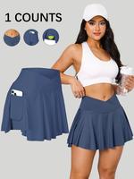 Women's Solid Color Pleated Skirt, Casual Sporty Mini Skirt for Tennis Golf Workout, Ladies Bottoms for All Seasons, Tennis S...