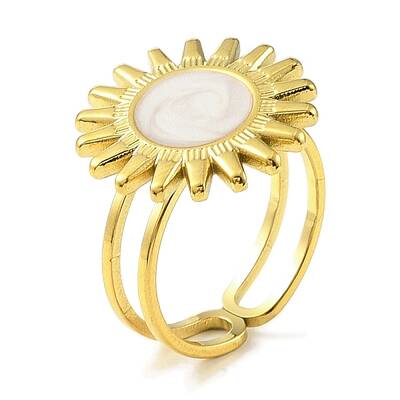 304 Stainless Steel Enamel Open Cuff Rings for Women
