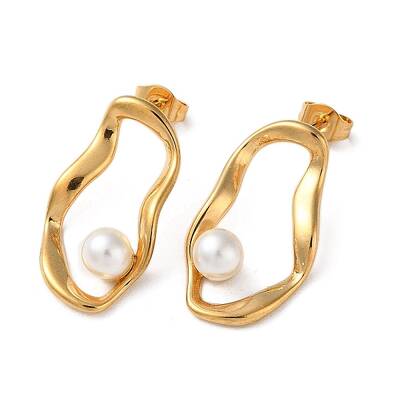 Twist Oval Ion Plating(IP) 304 Stainless Steel Stud Earrings