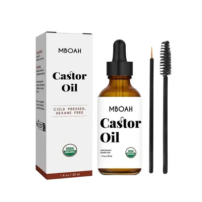 Organic castor oil, Cold Pressed Hydrate Natural Oil for Revitalizes Eyelashes, Eyebrows, Hair, Moisturizing Hair Care Produc...