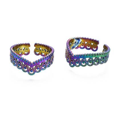 304 Stainless Steel Crown Cuff Ring