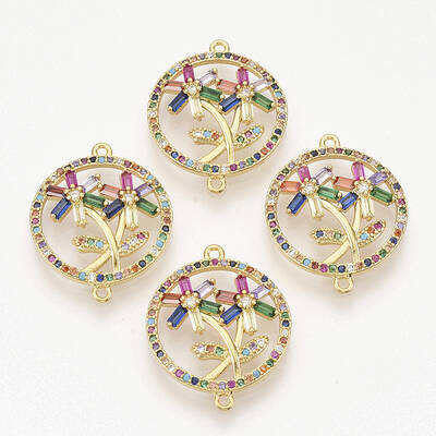 Brass Micro Pave Cubic Zirconia Links connectors