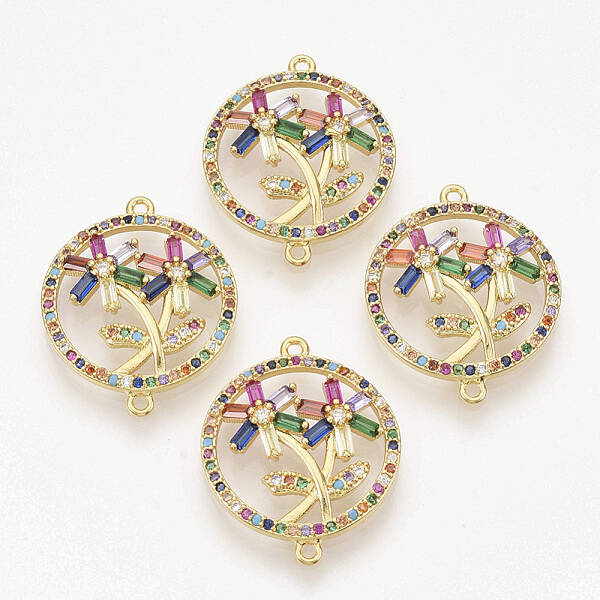 Brass Micro Pave Cubic Zirconia Links connectors
