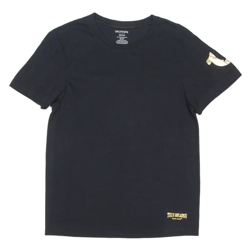 TRUE RELIGION Mens T-Shirt Black Crew Neck M