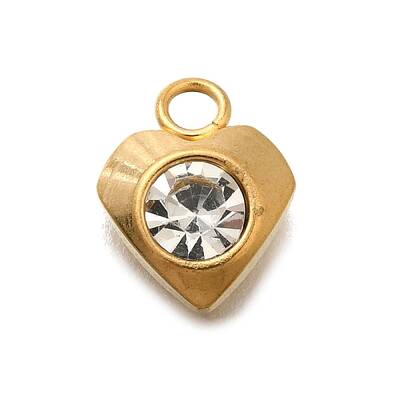 304 Stainless Steel Pave Cubic Zirconia Charms