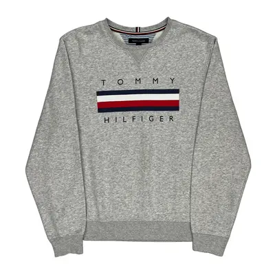 Tommy Hilfiger Graphic Sweatshirt - Large Grey Cotton Blend