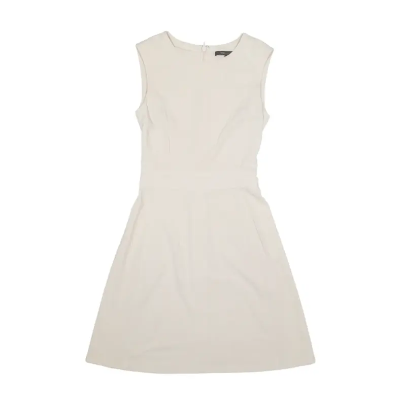BCBGMAXAZRIA A-Line Dress Beige Sleeveless Knee Length Womens UK 6