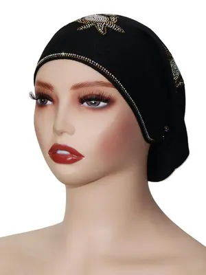 Women's Elegant Rhinestone Decorated Thick Knit Hijab, Trendy Soft Comfortable Breathable Hijab, Fashionable Islamic Clothing...