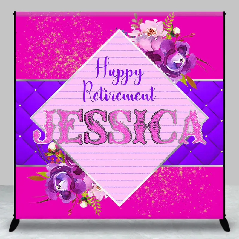 Rose Pink Floral Custom Retirement Party Backdrop - Aperturee
