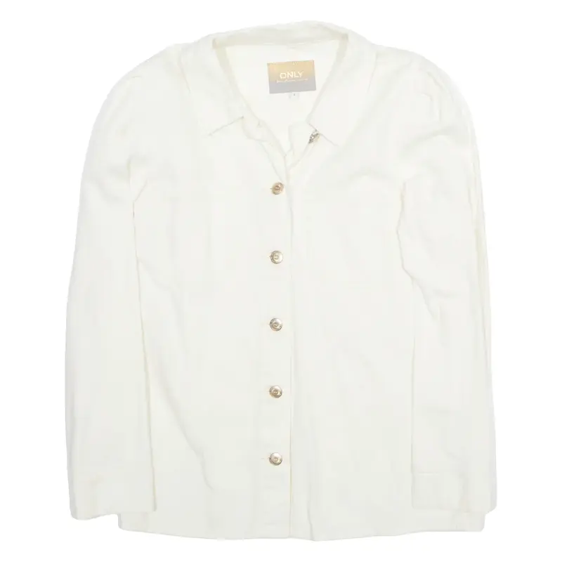 ONLY Womens Shirt Beige Collared Long Sleeve S