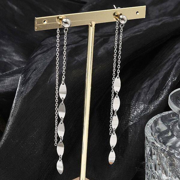 304 Stainless Steel Tassel Stud Earrings for Women