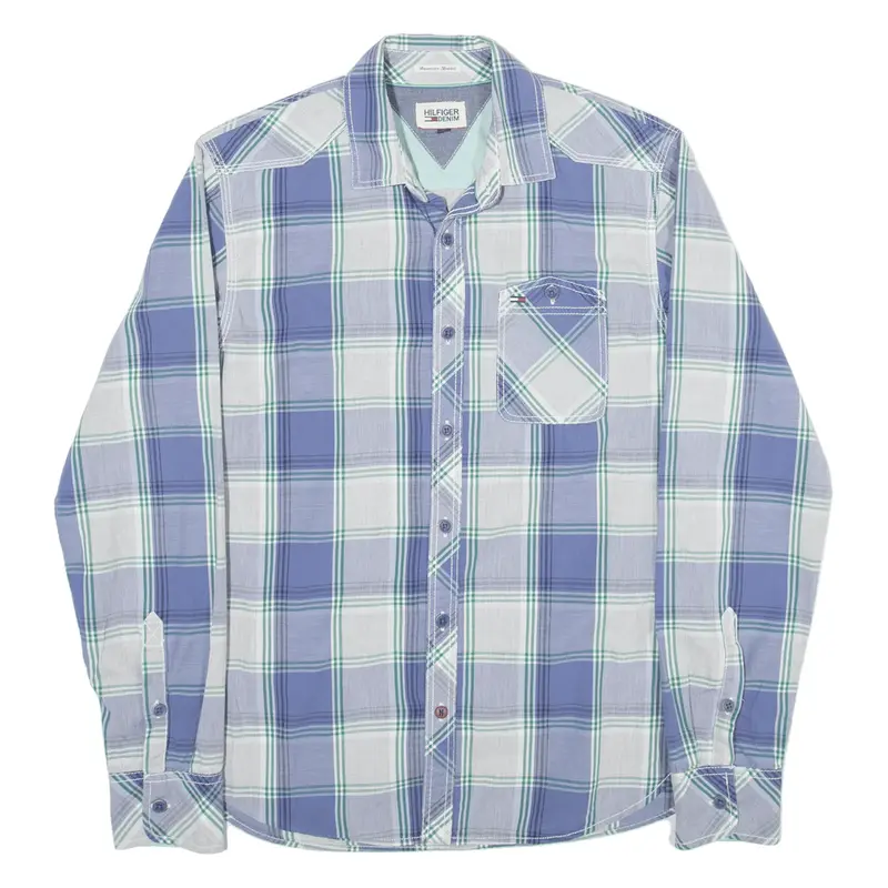 TOMMY HILFIGER Shirt Blue Check Long Sleeve Mens S