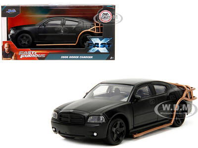 2006 Dodge Charger Matt Black with Outer Cage Fast & Furious Series 1/32 Diecast Model Car by Jada