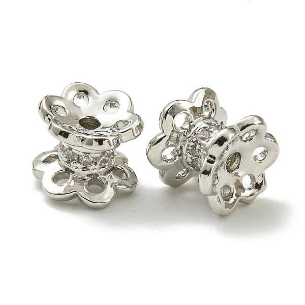 Rack Plating Brass Micro Pave Cubic Zirconia Beads