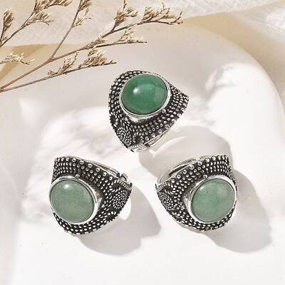 Natural Green Aventurine Adjustable Rings