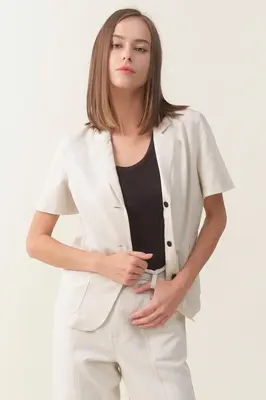Short Sleeve Linen Blazer - Raw | Size: L