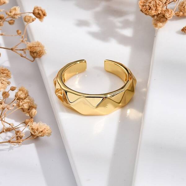 Rack Plating Brass Cuff Finger Rings for Women