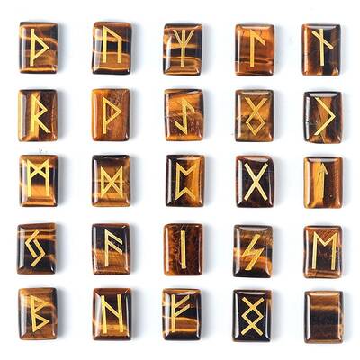 Rectangle Natural Tiger Eye Rune Stones