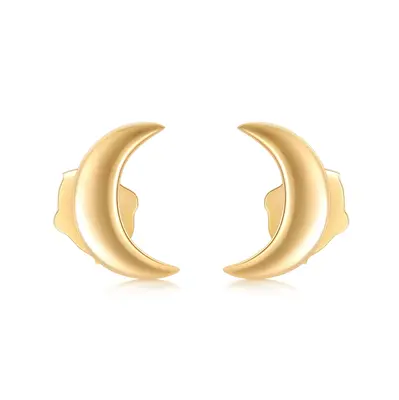 18K Gold Moon Stud Earrings