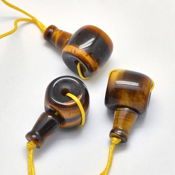 Natural Tiger Eye 3 Hole Guru Beads