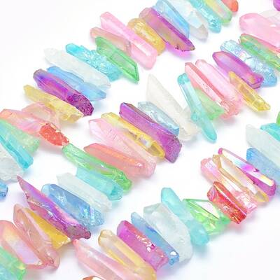 Electroplated Natural Quartz Crystal Beads Strands