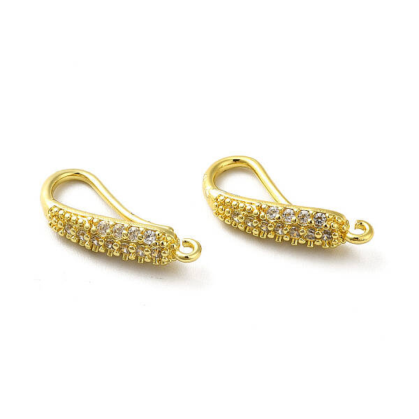 Brass Micro Pave Clear Cubic Zirconia Earring Hooks