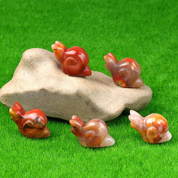 Natura Colorl Jade Carved Healing Snail Figurines