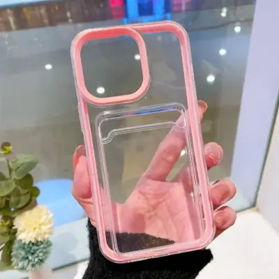 Clear Phone Case with Card Slot, 1 Count Detachable Frame Mobile Phone Cases For iPhone