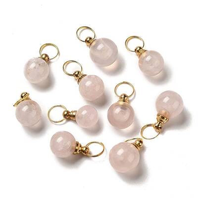 Natural Rose Quartz Openable Perfume Bottle Pendants