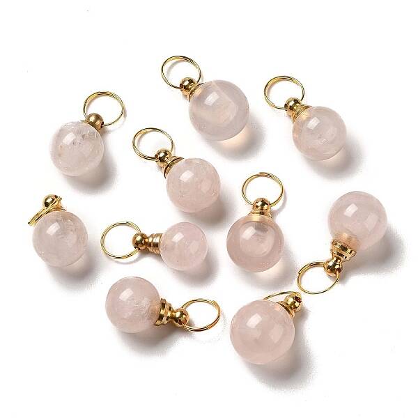Natural Rose Quartz Openable Perfume Bottle Pendants