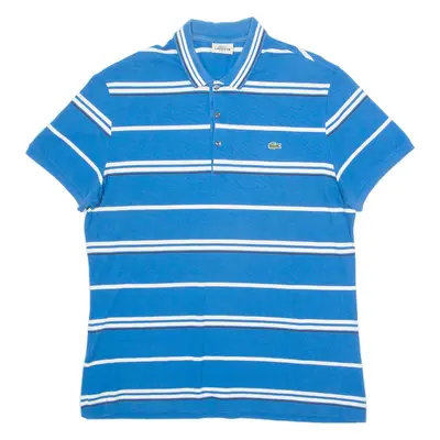 LACOSTE Slim Fit Mens Polo Shirt Blue Striped 2XL