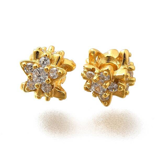 925 Sterling Silver Micro Pave Clear Cubic Zirconia Beads