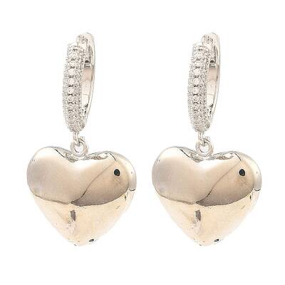 Brass with Cubic Zirconia Dangle Hoop Earrings