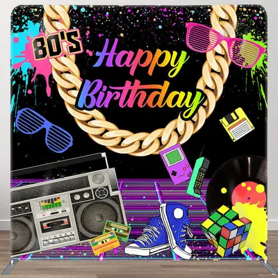 Aperturee 80S Graffiti Theme Fabric Backdrop Cover for Birthday - Aperturee