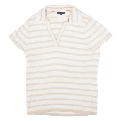 TOMMY HILFIGER Womens Polo Shirt Beige Striped XL