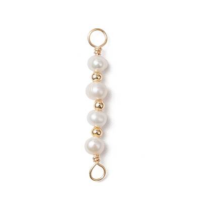 Natural Cultured Freshwater Pearl Potato Beaded Connector Charms