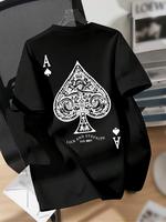 Men's Ace Of Spades Print Short Sleeve Tee, Regular Fit Casual Comfy Round Neck T-shirt for Summer, All-match Summer Clothes ...