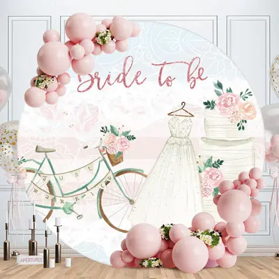 Aperturee Pink Glitter Bride To Be Round Wedding Backdrop