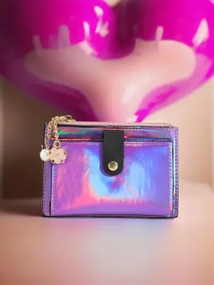 Faux Pearl Decor Short Wallet As Gift for Women, Casual Flower Design Rhinestone Decor Zipper Small Wallet, Sparkly Accessori...