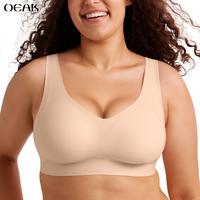 OEAK Seamless Wide-strap Full Coverage Buttery Soft Bra Wireless Push Up Support V Neck T-Shirt Bra