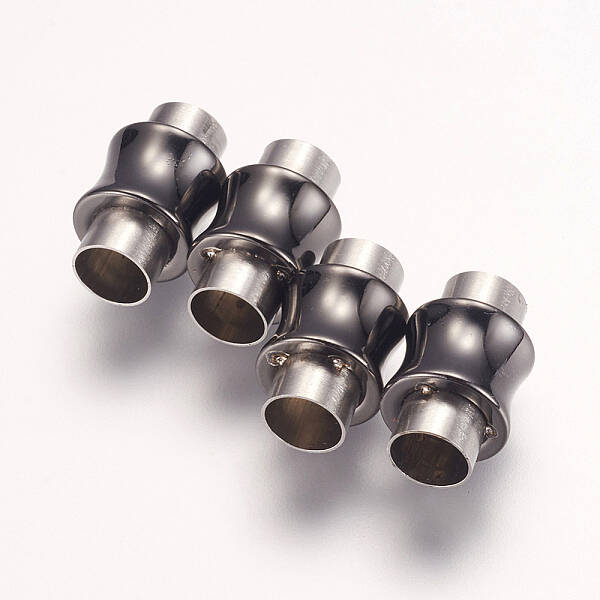 304 Stainless Steel Magnetic Clasps with Glue-in Ends