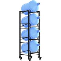 5 Gallon Water Jug Holder, Moveable Heavy Duty Water Rack with 4 Wheels, Rack for Water Jug Storage, Space Saving Water Stand...